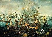 WIERINGEN, Cornelis Claesz van explosion of the Spanish flagship during the Battle of Gibraltar France oil painting artist